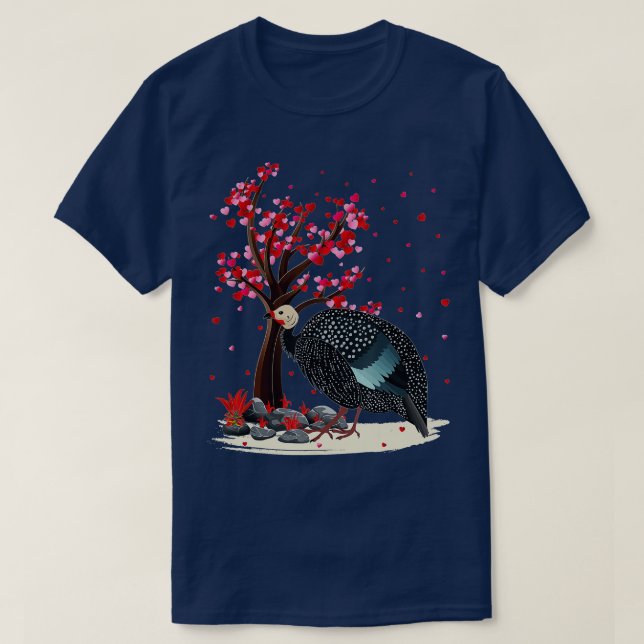 T-shirt Guinée Fowl Oiseau Amoureux Coeur Arbre Guinée Fow (Design devant)