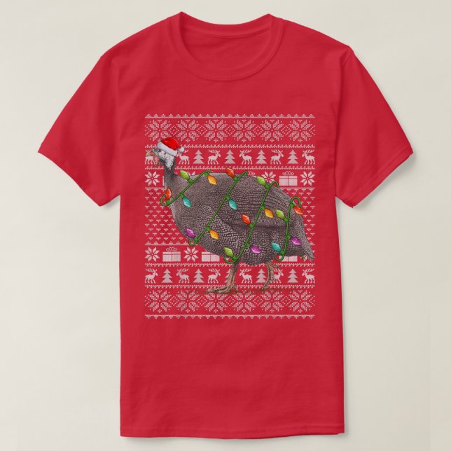T-shirt Guinée Fowl Oiseau Amoureux Santa Hat Ugly Guinée  (Design devant)