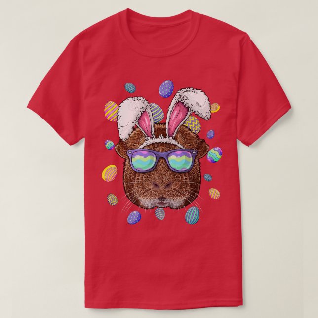 T-shirt Guinée Pig Easter Bunny Ears Funny Easter Eggs Hun (Design devant)