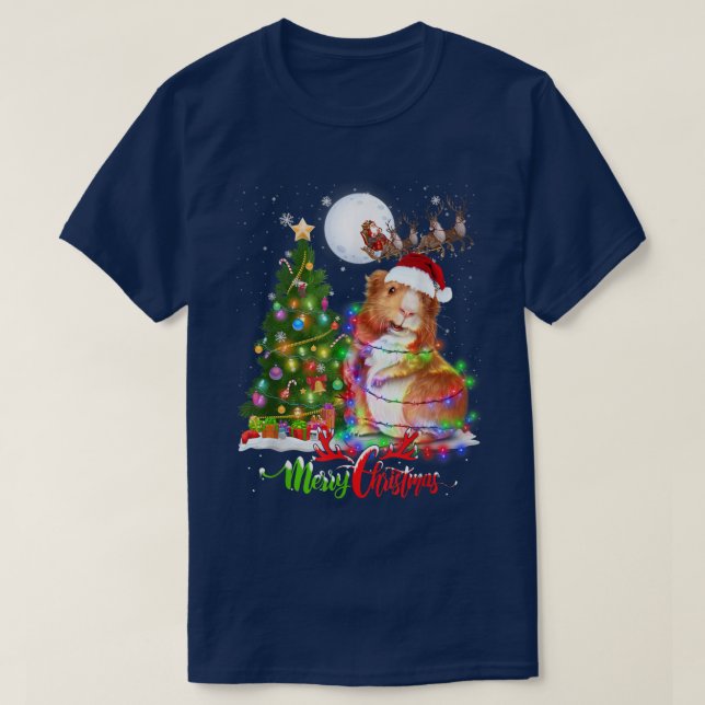 T-shirt Guinée porc animal Joyeux Noël Amoureux des animau (Design devant)