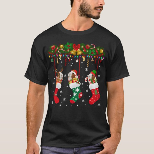T-shirt Guinéen Cochon En Chaussettes Noël Père Noël Elf R (Devant)