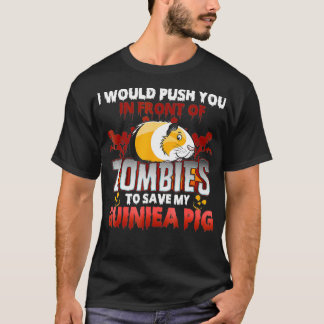 T-shirt Guinéen Cochon Je Vous Poussais Devant Les Zombies