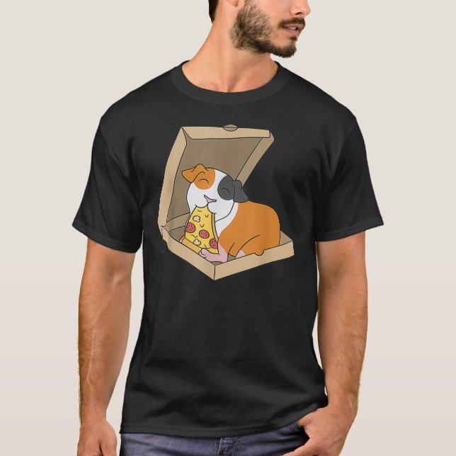 T-shirt Guinéen Cochon Manger Pizza Amusant Animal de comp (Devant)