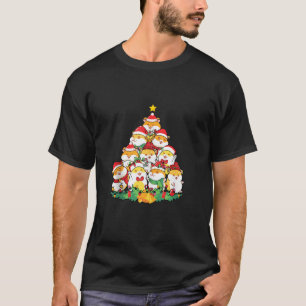 T-shirt Guinéen Cochon Xmas Lumières Arbre Santa Chapeau D
