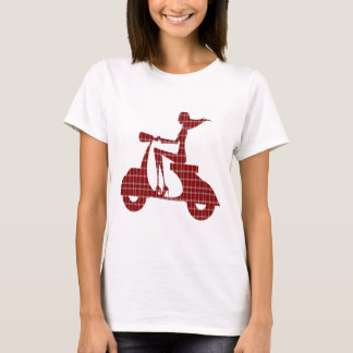 T-shirt guingan blanc rouge de scooter de fille