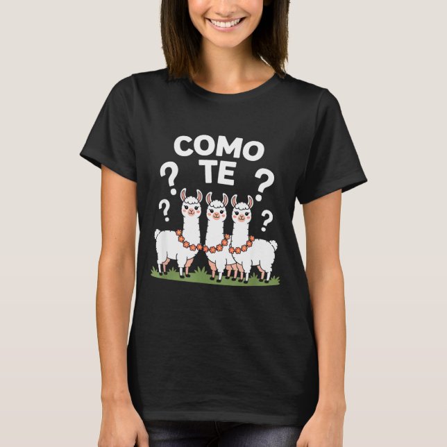 T-shirt Guirlande de fleurs de lama drôle como te point d' (Devant)