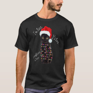 T-shirt Guirlande de Noël Chat Noir Ça va, ça va