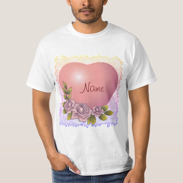 T-shirt Guirlande de roses roses (Devant)