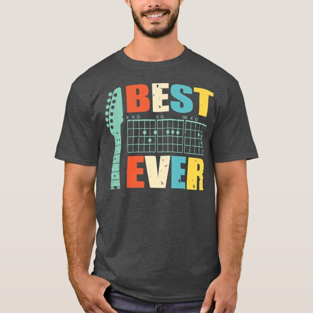 T-shirt Guitar Best Dad Ever Guitarist Funny Father's day (Devant)