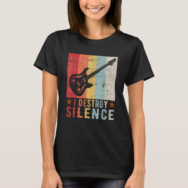 T-shirt Guitar Instrument I Destroy Silence white 1 (Devant)