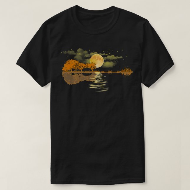T-shirt Guitar Lake Réflexions Amour Musicien Gui Acoustiq (Design devant)