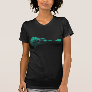 T-shirt Guitar Lake Shadow Paysage Musique Amour Guitarist