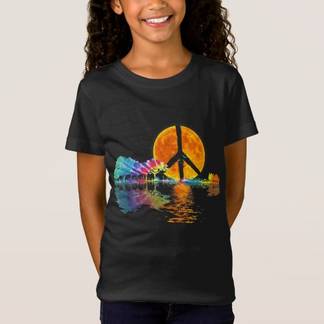 T-Shirt Guitar Lake Shadow Peace Love (Devant)