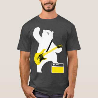 T-shirt Guitar Lover Bear Playing Bass Guitar Guitarists M