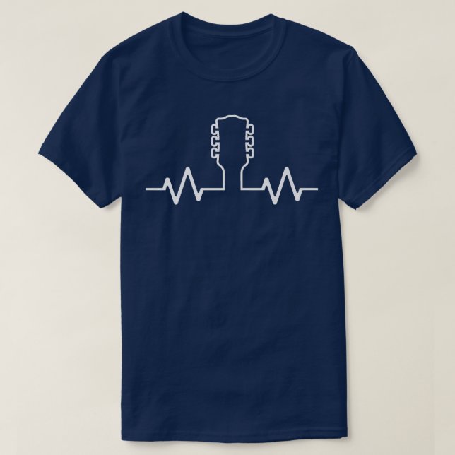 T-shirt Guitar Lover EKG Heartbeat Acoustic Guitarist Play (Design devant)