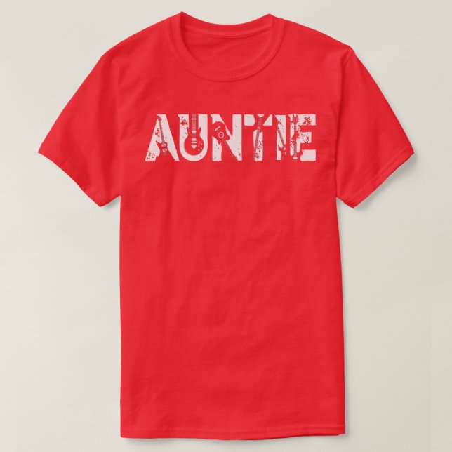 T-shirt Guitar Lover Guitarist Auntie Funny Music Mothers  (Design devant)