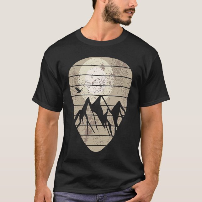T-shirt Guitar Pick Mountain Cool Guitar Player Guitarist  (Devant)