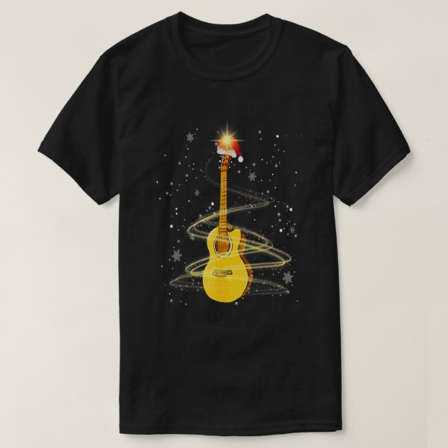 T-shirt Guitar Santa Hat (Design devant)