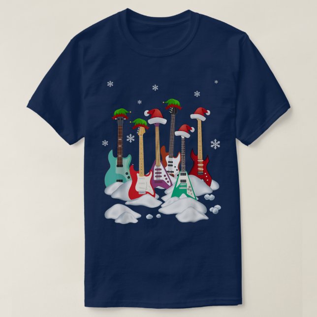 T-shirt Guitar Santa Hat (Design devant)