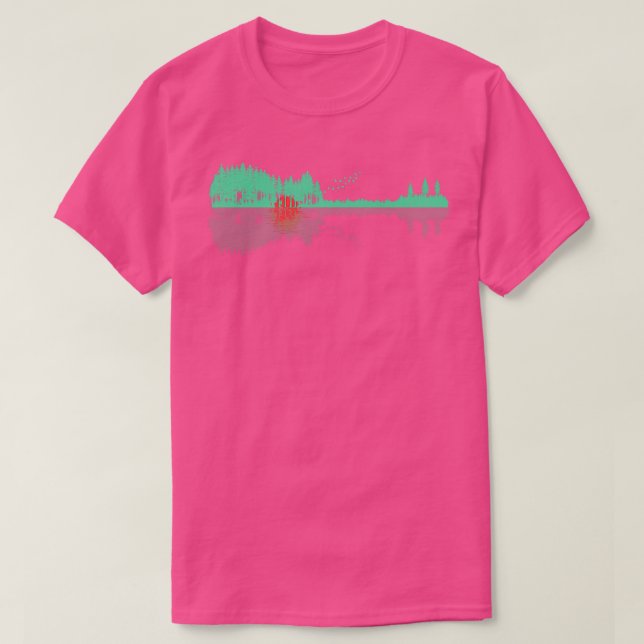 T-shirt Guitar Trees Water Reflection Art - Musicians & Mu (Design devant)