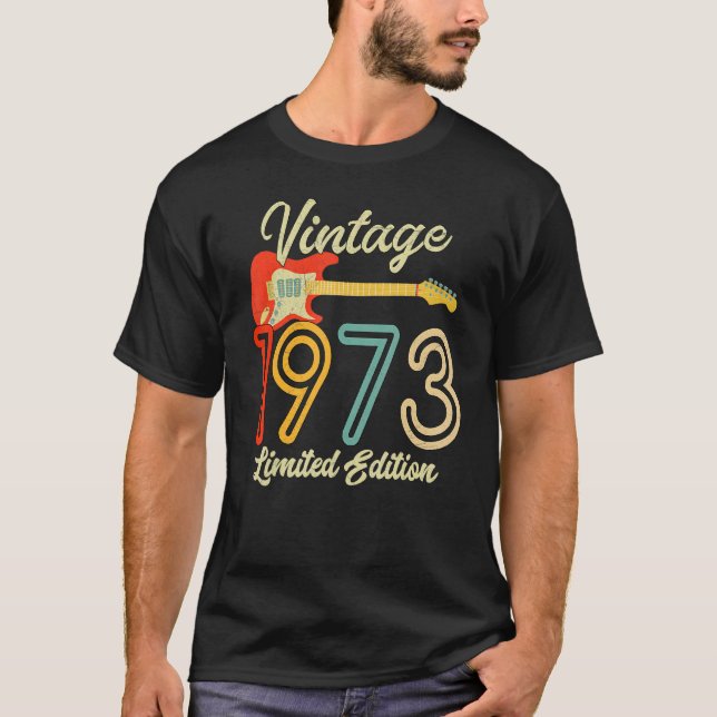 T-shirt Guitare 49 ans Vintage 1973 (Devant)
