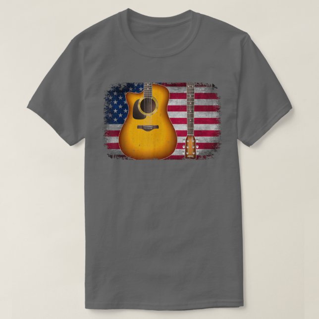 T-shirt Guitare 4 juillet Cadeau Drapeau Américain Pour Ho (Design devant)