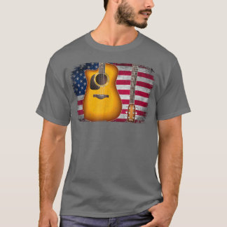 T-shirt Guitare 4 juillet Cadeau Drapeau Américain Pour Ho