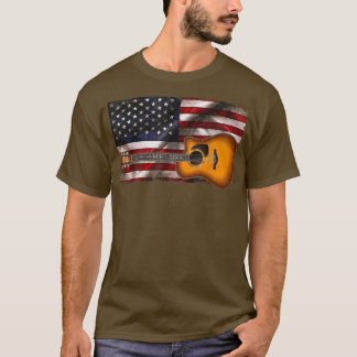 T-shirt Guitare 4 juillet cadeaux Drapeau américain Pays d