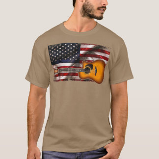 T-shirt Guitare 4 juillet cadeaux Drapeau américain USAC P