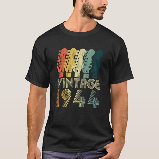 T-shirt Guitare 78 ans Vintage 1944 (Devant)
