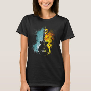 T-shirt Guitare à éclaboussures d'éléments de feu et d'eau