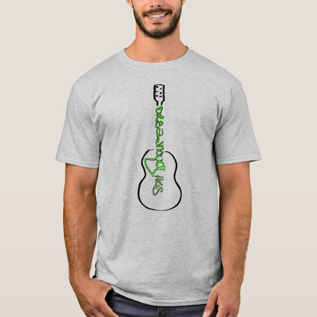 T-shirt Guitare acoustique Abstrait Logo vert (Devant)