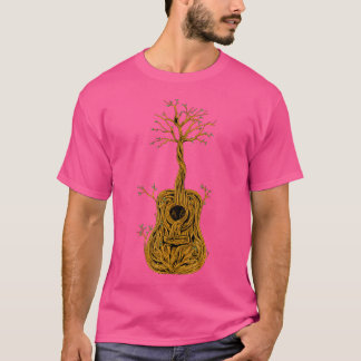 T-shirt Guitare Acoustique Arbre De Vie Guitare Lecteur Gu