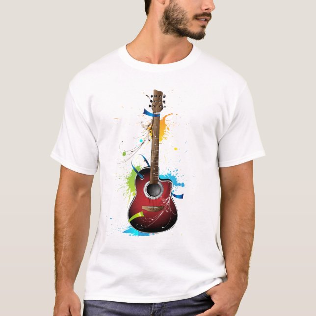 T-shirt Guitare acoustique avec des éclaboussures de (Devant)