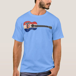T-shirt Guitare acoustique croate âgée et portée