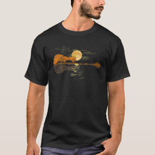 T-shirt Guitare acoustique Lac Joueur Nature Anniversaire