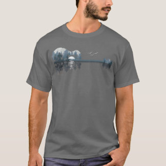 T-shirt Guitare Acoustique Lac Musique Guitariste Musicien