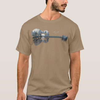 T-shirt Guitare Acoustique Lac Musique Guitariste Musicien