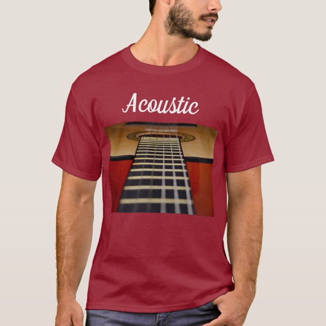 T-shirt Guitare acoustique Maroon (Devant)