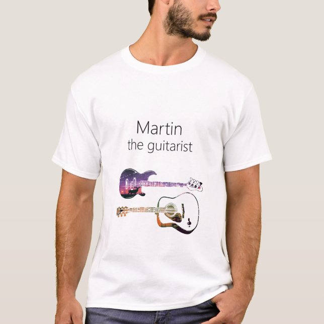 T-shirt Guitare acoustique Nature Forêt Musique Basse Guit (Devant)