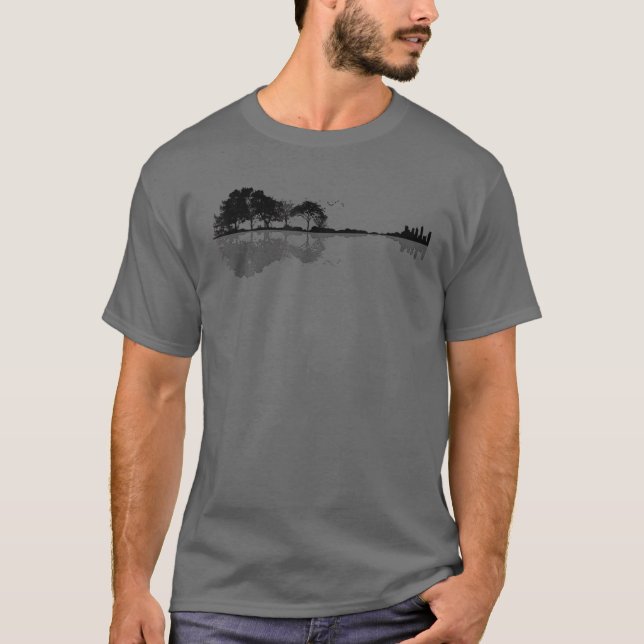 T-shirt Guitare acoustique Nature Forêt Musique Basse Guit (Devant)