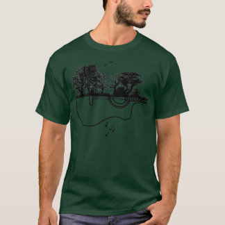 T-shirt Guitare acoustique Nature Forêt Musique Basse Guit