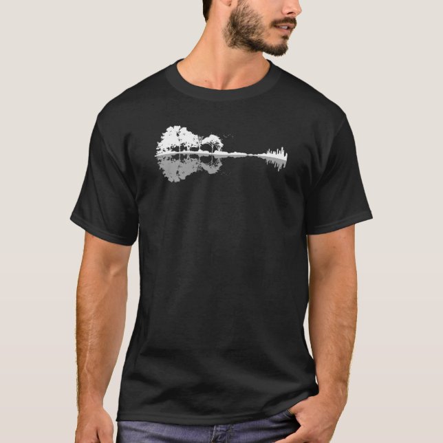 T-shirt Guitare acoustique Nature Forêt Musique Basse Guit (Devant)