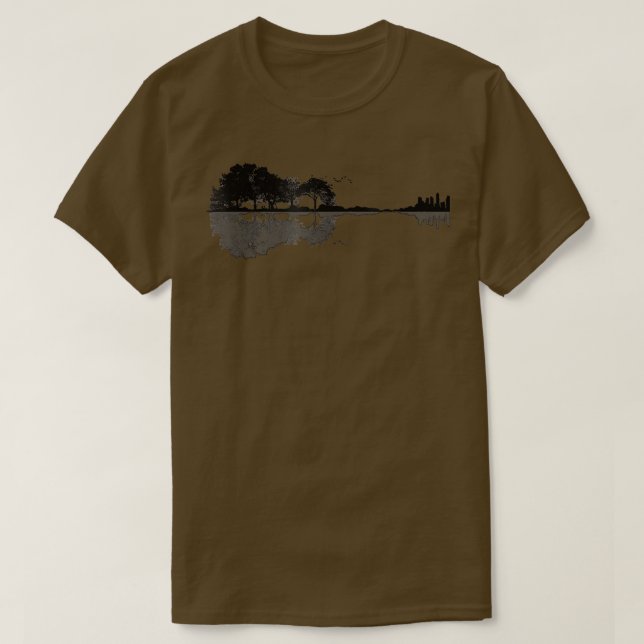 T-shirt Guitare acoustique Nature Forêt Musique Basse Guit (Design devant)