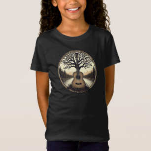 T-Shirt Guitare acoustique par le lac Harmonie dans la nat