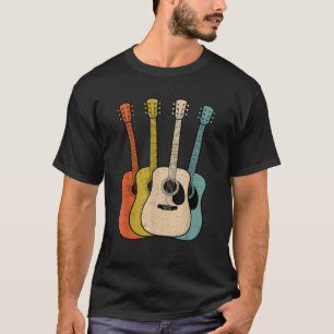 T-shirt Guitare Acoustique Rétro Guitariste Vintage Musiqu