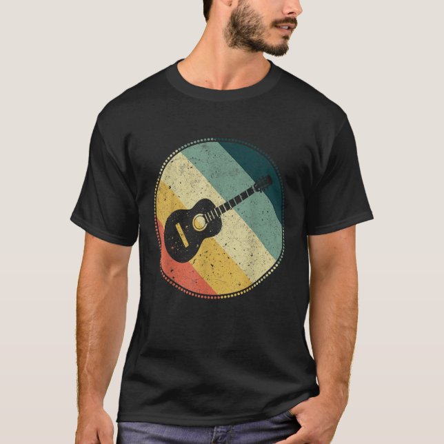T-shirt Guitare acoustique Retro Style Vintage Guitariste  (Devant)