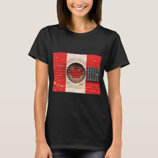 T-shirt Guitare acoustique vintage avec drapeau canadien