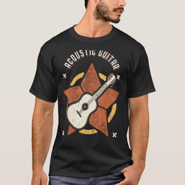 T-shirt Guitare acoustique Vintage Retro Classic Music (Devant)