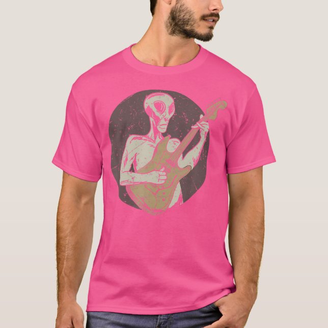 T-shirt Guitare Alien de style vintage (Devant)